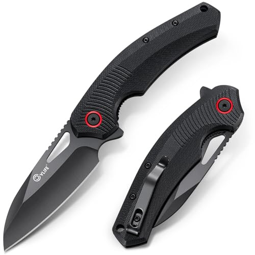 CVLIFE Pocket Knife with 3" Sharp Blade with G10 Ergonomic Handle Flipper Opening
