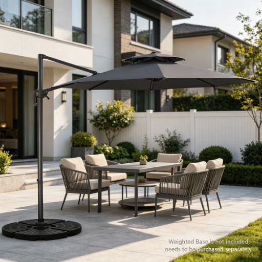Ainfox 10' Offset Cantilever Patio Umbrella w/ 360° Rotation & 5-Level Tilt