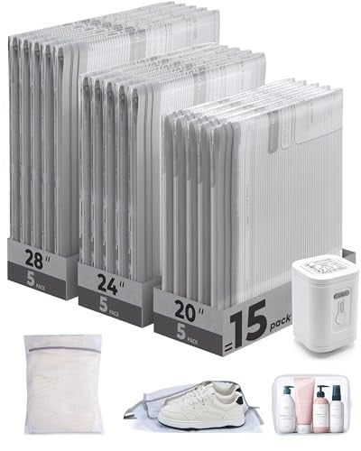 BAGSMART Vacuum Bags for Travel with Rechargeable Air Pump, 18 Pack Deal