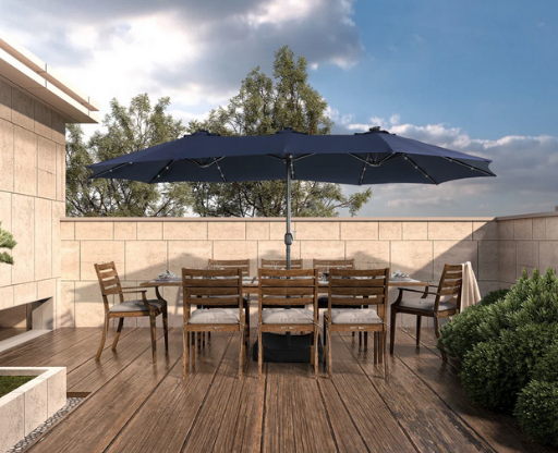 181.1'' x 106.3'' Rectangular Lighted Market Umbrella with Crank Lift
