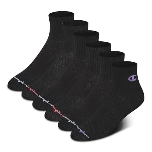Champion Women's High Quarter Cushioned Athletic Socks 6-Pack