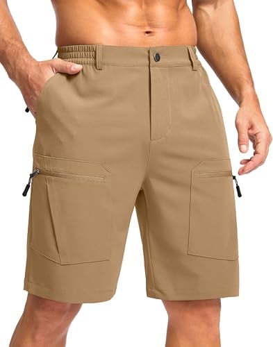 Pudolla Men's 9" Lightweight Stretch Hiking Cargo Shorts w/ 5 Pockets Deal