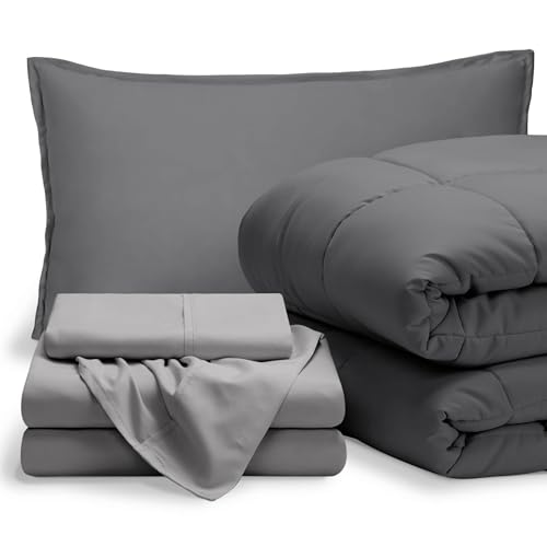 Bare Home Bed-in-A-Bag 5 Piece Set Twin XL Grey/Light Grey