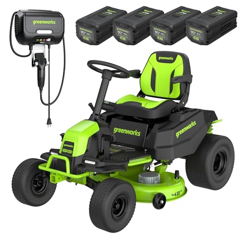 Greenworks 80V 42" CrossoverT Cordless Riding Lawn Tractor with (4) 6.0Ah Batteries