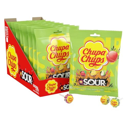 Chupa Chups Sour Fruit Lollipops 8 Count