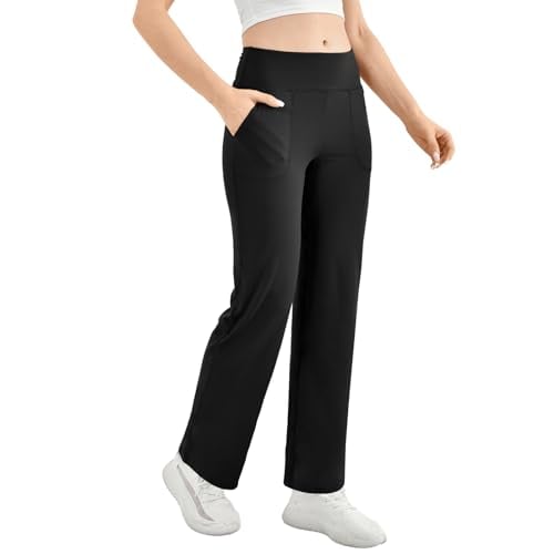 Walifrey Wide Straight Leg Yoga Pants for Women with Pockets Deal