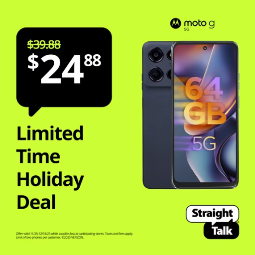 Straight Talk Motorola moto g 2025 5G 64GB Blue Prepaid Smartphone