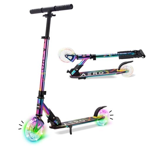 AERO MOBILITY Two-Wheel Kick Scooter for Kids 6-10 with Light Up Wheels