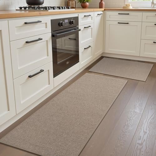 Resare 2-Piece Non-Slip Woven Kitchen Mats (17" x 30" & 17" x 48")