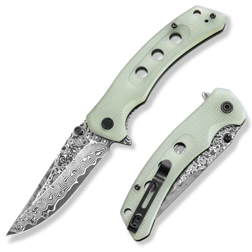 CVLIFE 3.26" VG10 Damascus Folding Pocket Knife