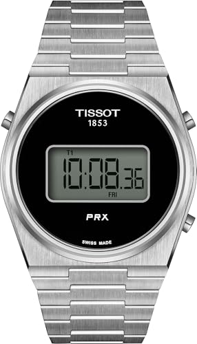 TISSOT Mens Digital Watch, Black Dial, Black Stainless Steel Bracelet, 40mm Case