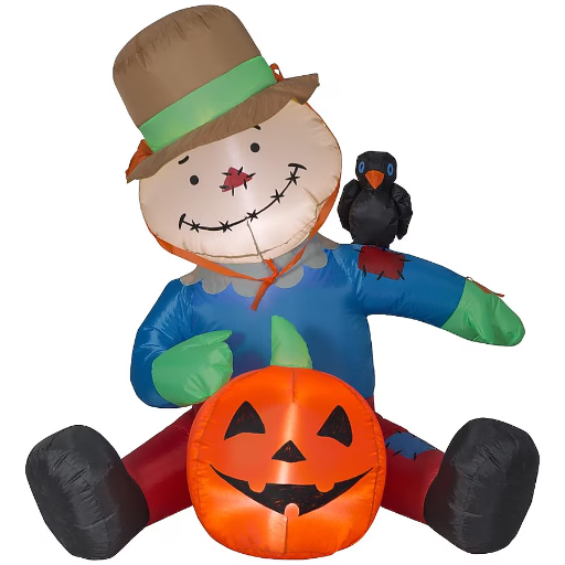 4-ft Harvest Scarecrow with Jack-O-Lantern Inflatable