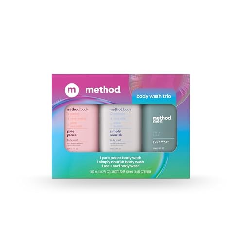 Method Body Wash Gift Set (Pure Peace, Simply Nourish & Sea + Surf) 3-Count 3.4-Oz