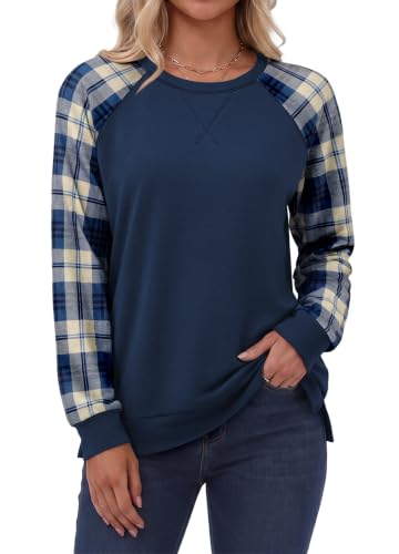 OFEEFAN Crewneck Long Sleeve Color Block Sweatshirt