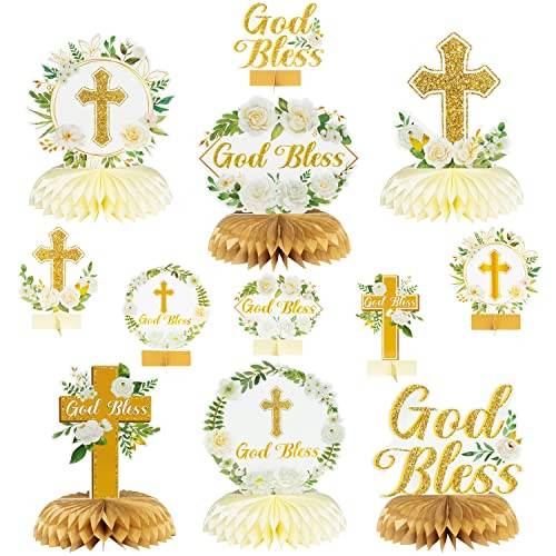 White Gold Floral Honeycomb Centerpieces 12-Pack Deal