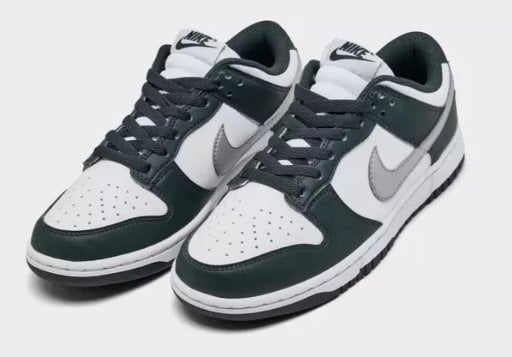 Nike Women's Dunk Low Casual Sneakers Seaweed/Metallic Silver/White Deal