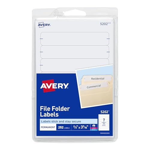 Avery File Folder Labels 2/3" x 3-7/16", 252 Labels