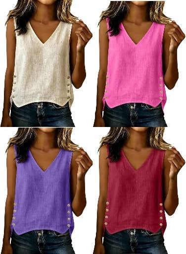 Women Summer Casual Linen Tank Tops Deal
