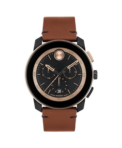 Movado Bold TR90 43.5mm Men's Swiss Quartz Chronograph Watch w/ Leather Strap (Cognac) Deal