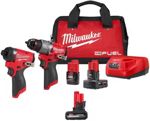Milwaukee M12 FUEL 12V Lithium-Ion Brushless Cordless Hammer Drill/Impact Driver Combo Kit 2-Tool w/High Output 5.0Ah Battery