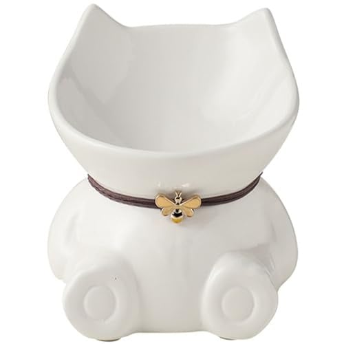 Elevated Ceramic Food Bowl For Cats - White Deal