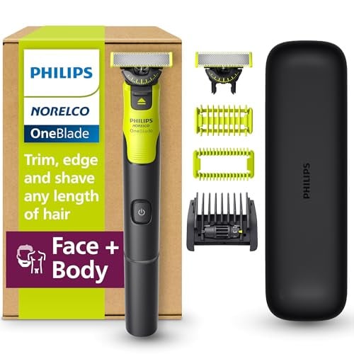 Philips Norelco OneBlade 360 with Connectivity Hybrid Face + Body Electric Beard Trimmer Shaver and Body Groomer Kit