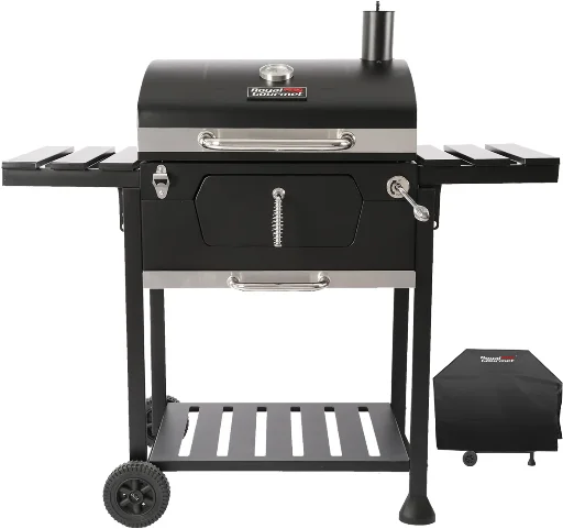 Royal Gourmet 24" Crop Barrel Charcoal Grill with Side Shelf and Cover