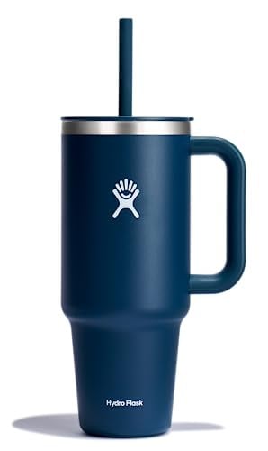 Hydro Flask 40 Oz Travel Tumbler with Handle, Lid and Straw - Insulated Stainless Steel, Indigo Blue