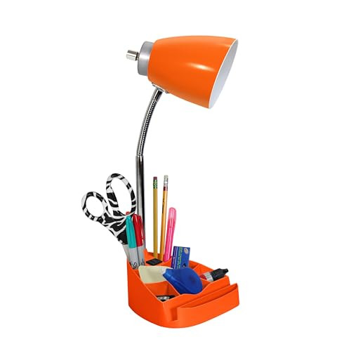 Simple Designs 18.5" All-in-One Gooseneck Desk Lamp (Orange)