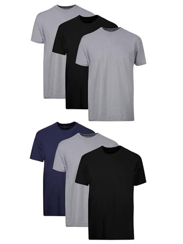 6-Pk Men's Hanes Stay-Tucked Soft Cotton Undershirts (Black/Grey/Blue) Deal