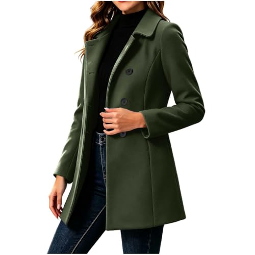 Women's Lapel Double-Breasted Casual Slim Mid Length Jackets