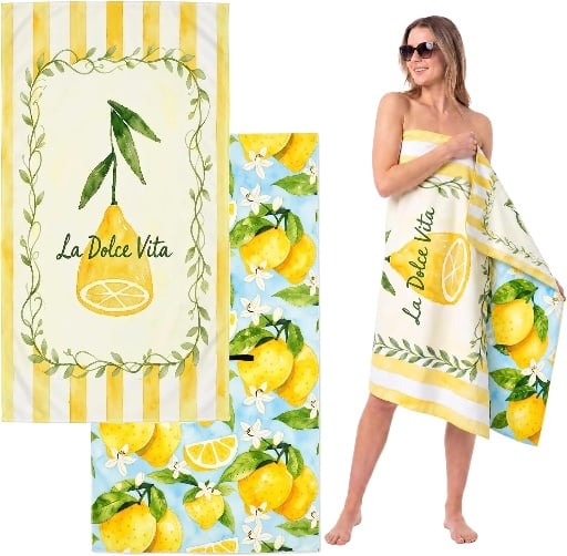 BEAQLIO Microfiber Beach Towel Oversized, 71 x 36'' Deal