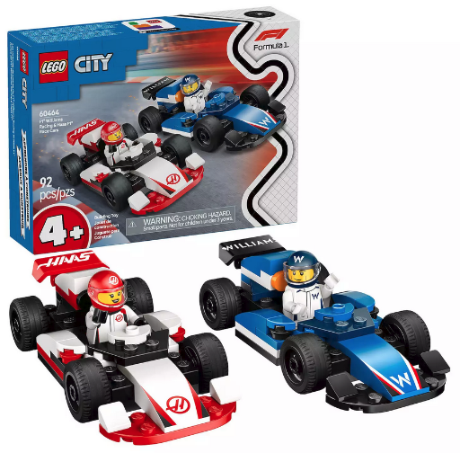 LEGO City F1 Williams Racing Haas F1 Race Cars Building Toy 60464, 92 Pcs.