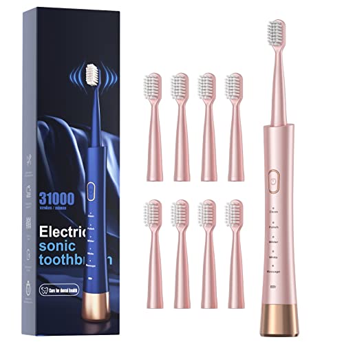 AJELU Sonic Electric Toothbrush w/ 8 Brush Heads