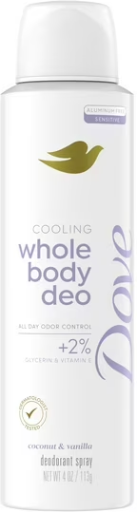 Dove Women's Whole Body Deodorant Cooling Spray, Aluminum Free 4 oz