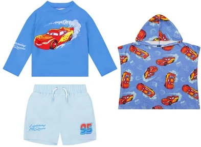 Toddler Boy Rash Guard Swim Set with Coverup 3-Pieces Deal