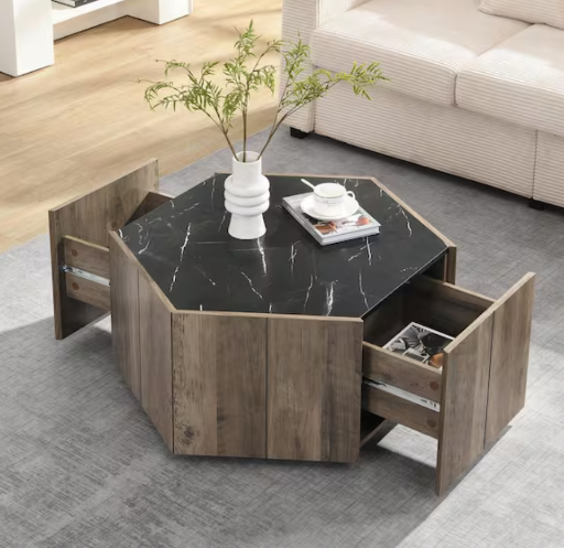 Christopher Knight Home Judson Retro 31.5" Faux Marble Top Coffee Table w/ Hidden Drawers Deal