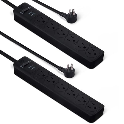 Amazon Basics 2-Pack 2' 6-Outlet 600 Joule Surge Protector Power Strip