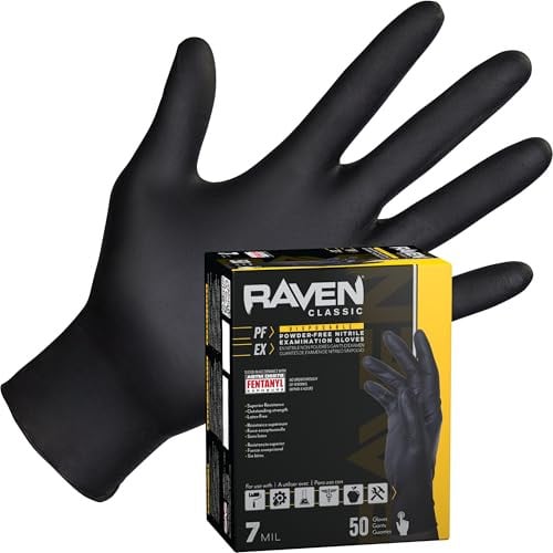 Raven Exam Grade Nitrile Disposable Gloves Medium, 7 Mil, 600 Count Deal