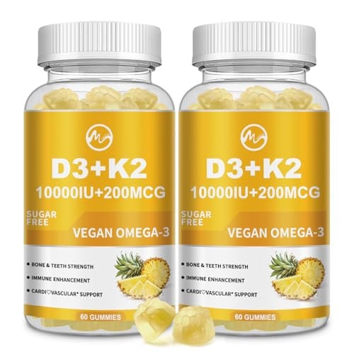 D3 + K2 Vitamin Gummies 10000IU/200mcg - 2 Pack Deal