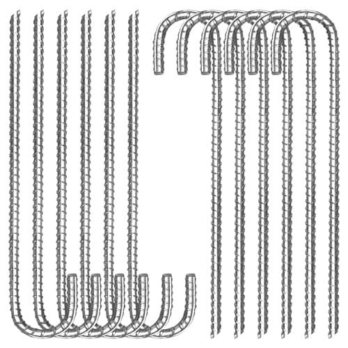 12-Count 3/8" x 12" J-Hook Heavy-Duty Galvanized Rebar Stakes