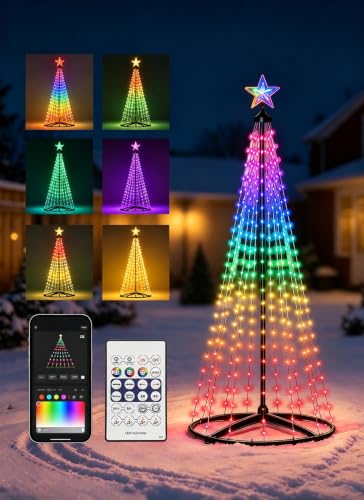 5/6/7FT Color-Changing Pre-Lit LED Christmas Tree with App & Remote