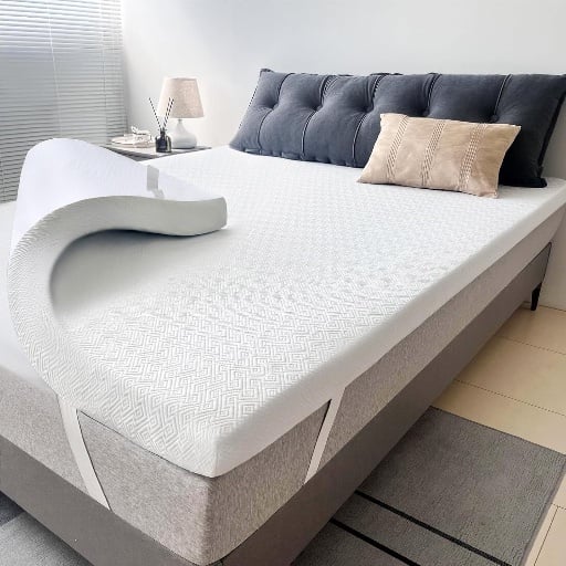 Cooling Gel Infused Memory Foam Mattress Toppers with Removable Skin Deal