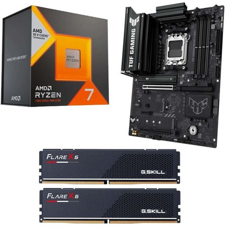 AMD Ryzen 7 7800X3D, ASUS B650E-E TUF Gaming WiFi AM5, G.Skill Flare X5 Series 32GB DDR5-6000 Kit Computer Build Bundle