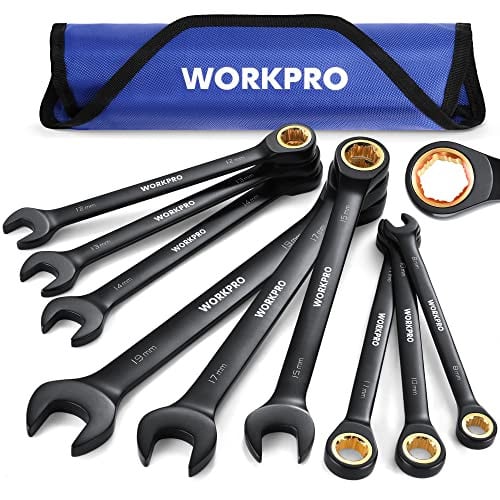 WORKPRO 9-Piece Anti-Slip Ratcheting Combination Wrench Set, Metric 8-19 mm Deal