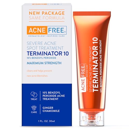 AcneFree Terminator 10 Maximum Strength 10% Benzoyl Peroxide Acne Spot Treatment Cream 1-Ounce Deal