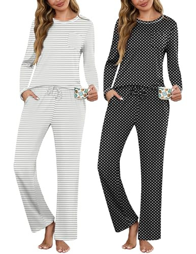 Marvmys Womens 2 Pack Long Sleeve Pajama Sets