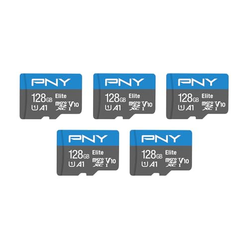 5-Pack 128GB PNY Elite U1 V10 A1 microSDXC Memory Cards