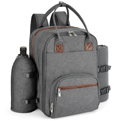 Insulated Cooler Bag with Detachable Wine Glass Holder, Throw Blanket & Cutlery Set Deal