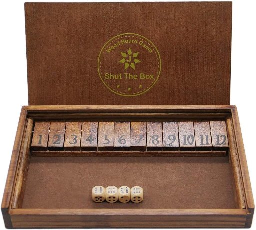 Juegoal Shut The Box Wooden Board Dice Game with 12 Numbers